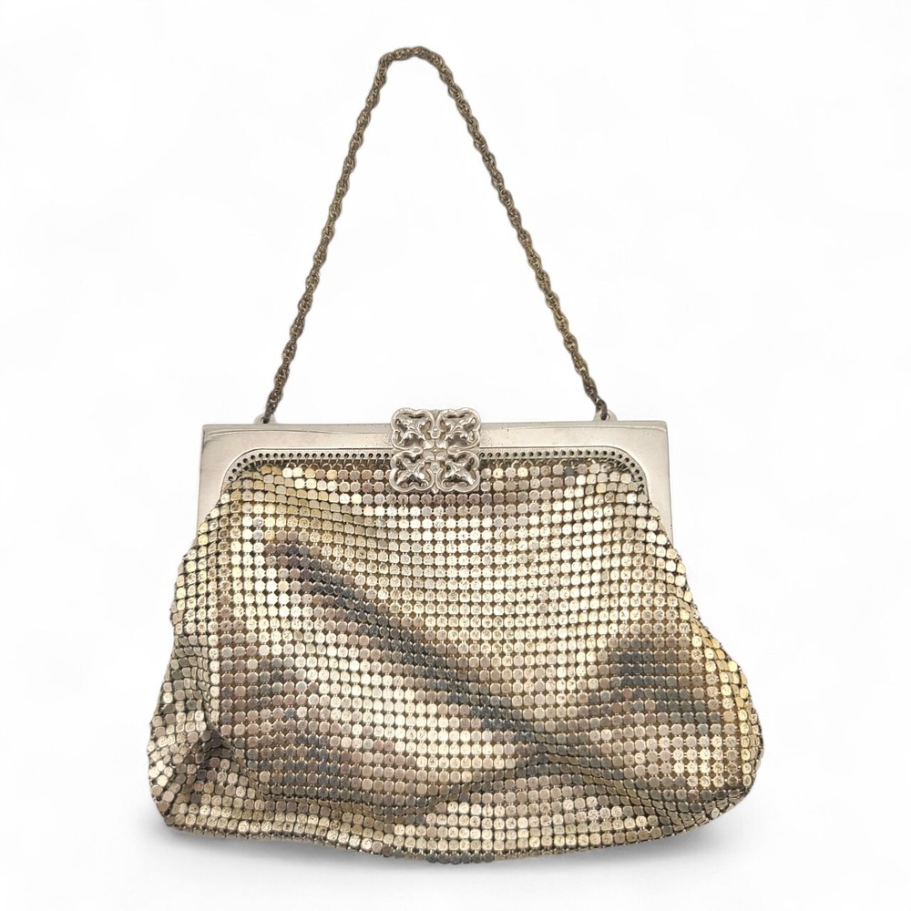 Vintage Whiting & Davis Silver Mesh Chain Strap Evening Purse Made in USA